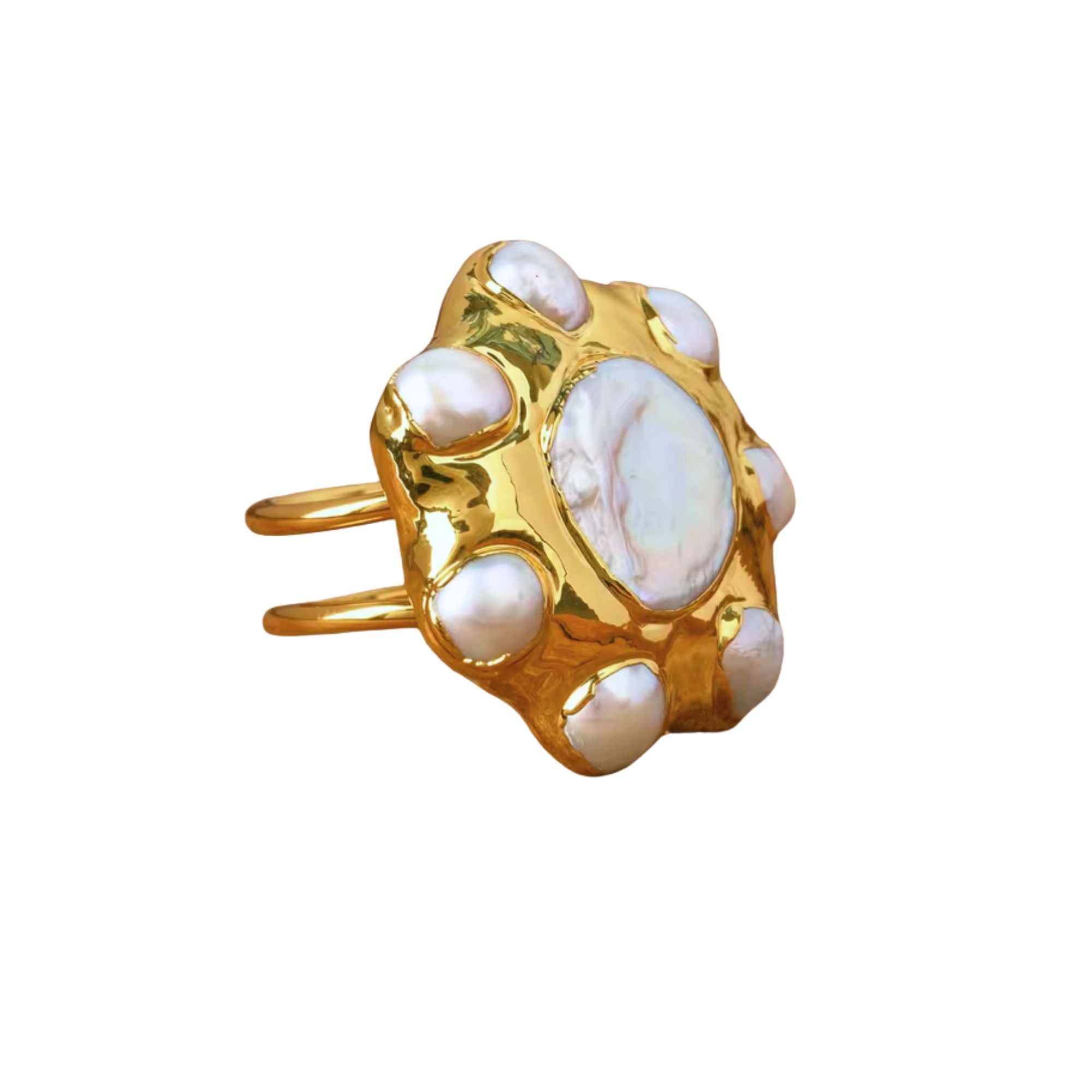 MizDragonfly Jewelry Ibiza Vintage Fresh Water Pearl Gold Cocktail Ring