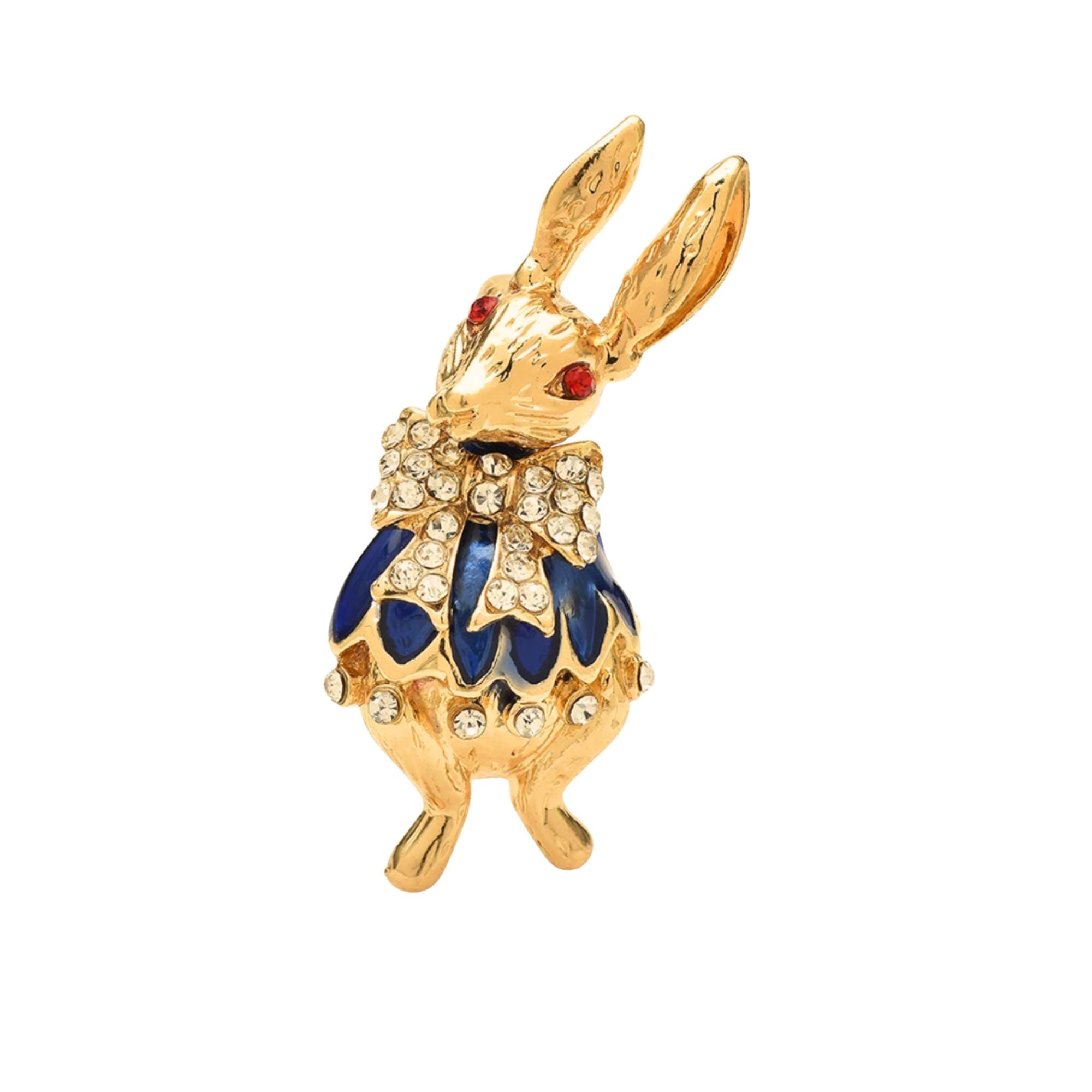 MizDragonfly Gold Rabbit Rhinestone Jewelry Brooch