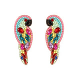 Cocotte Multi-Colour Beaded Rhinestone Parrot Stud Earrings - Light