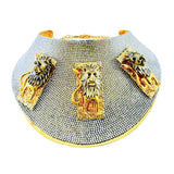 MizDragonfly Jewelry Gold Lion Rhinestone Statement Necklace