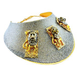 MizDragonfly Jewelry Gold Lion Rhinestone Statement Necklace Angle