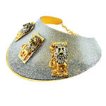 MizDragonfly Jewelry Gold Lion Rhinestone Statement Necklace Side