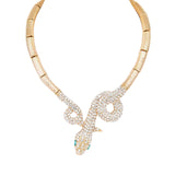 MizDragonfly Jewelry Kan Snake Gold Rhinestone Collar Necklace