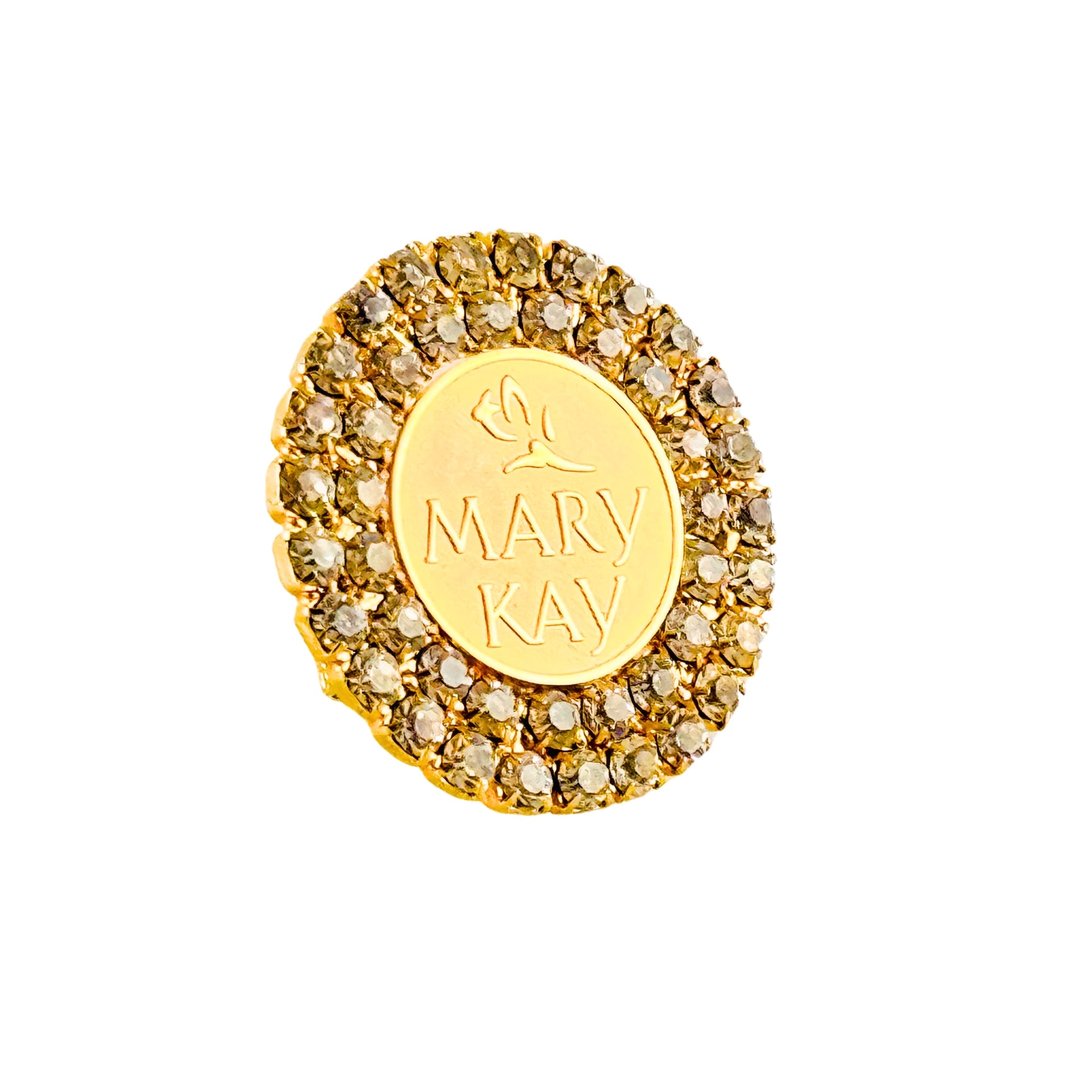 Mary Kay Vintage Rhinestone Gold Disk Adjustable Ring by MizDragonfly