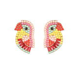 MizDragonfly Jewelry Parakeet Rhinestone Crystal Multi Colour Bird Stud Earrings