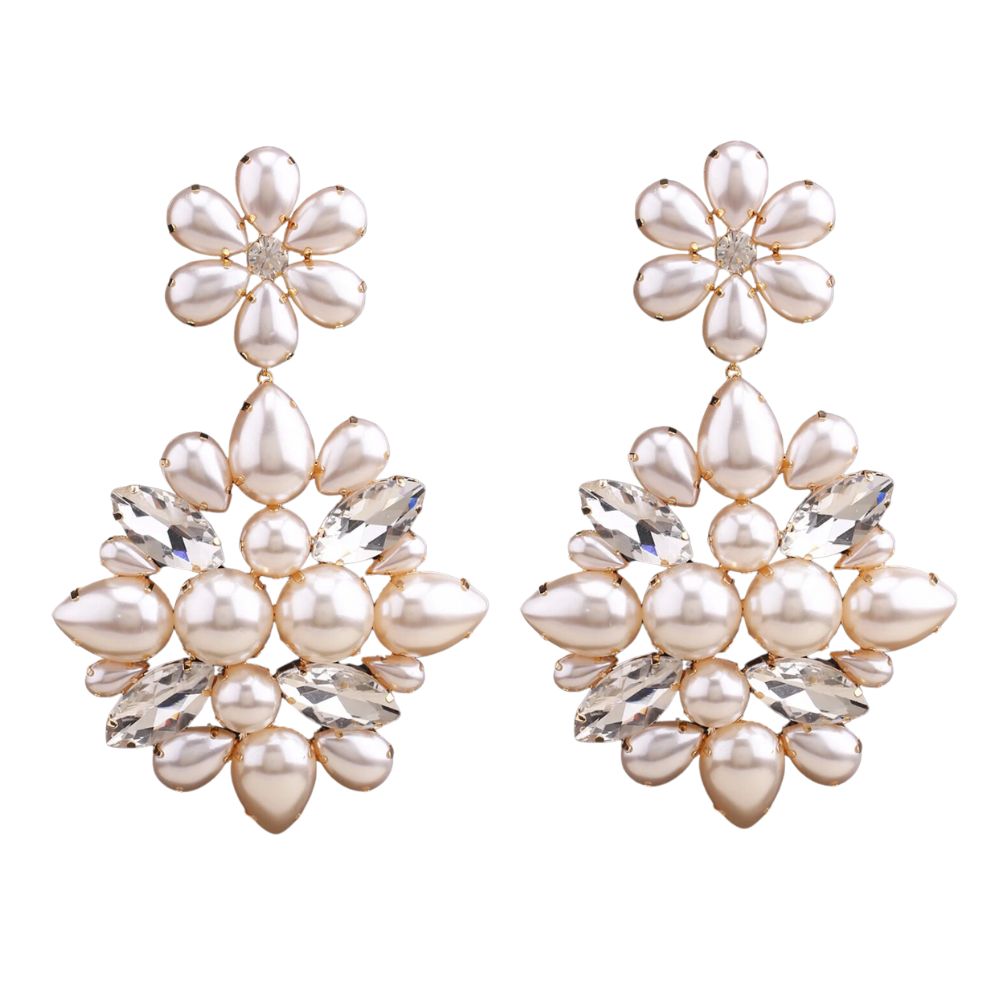 Faux pearl statement earrings hot sale