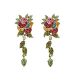 Rozier Multi Colour Rose Flower Crystal Rhinestone Drop Earrings