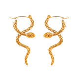 MizDragonfly Jewelry Viper Gold Snake Hoop Drop Earrings