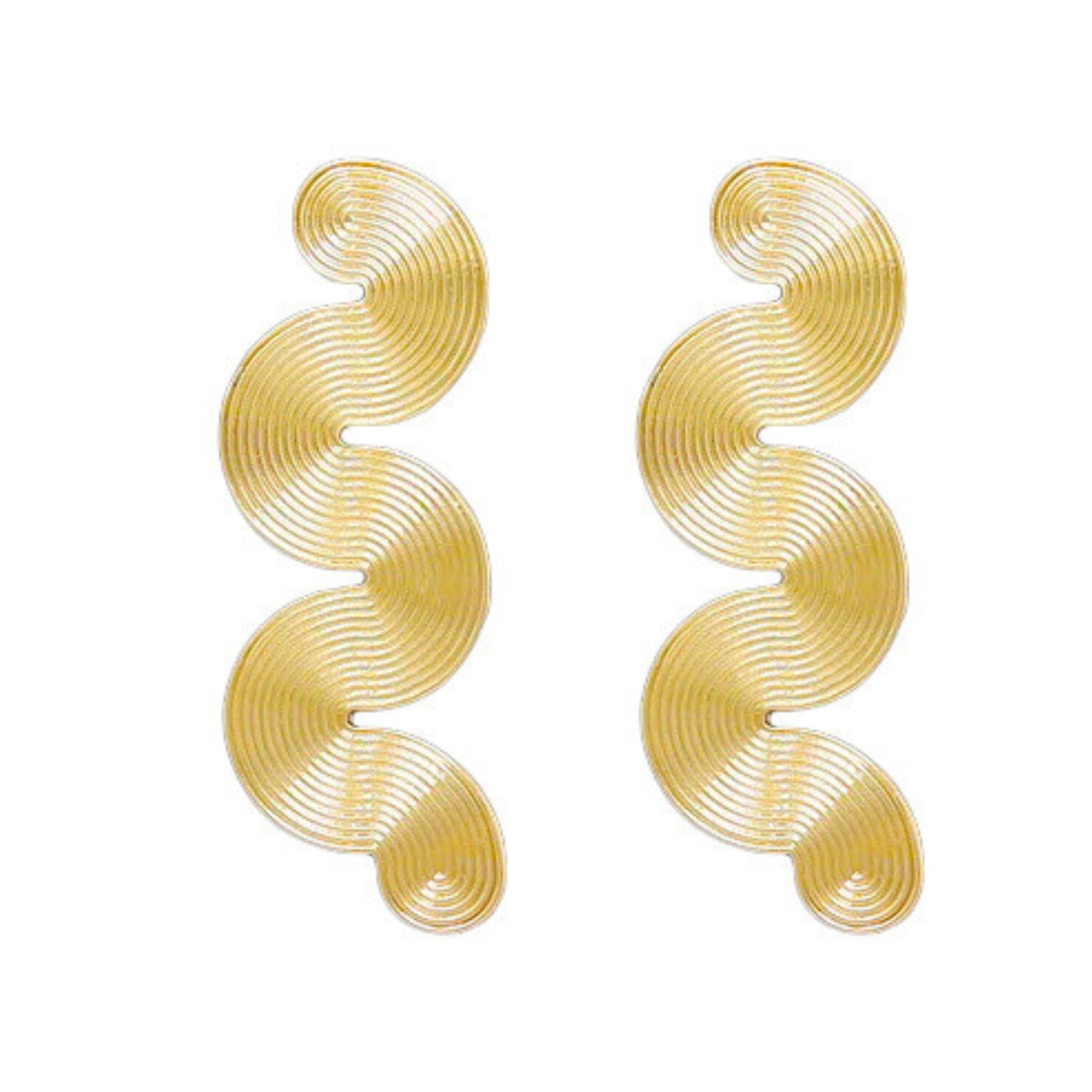 MizDragonfly Jewelry Vixen Gold Wave Statement Drop Earrings