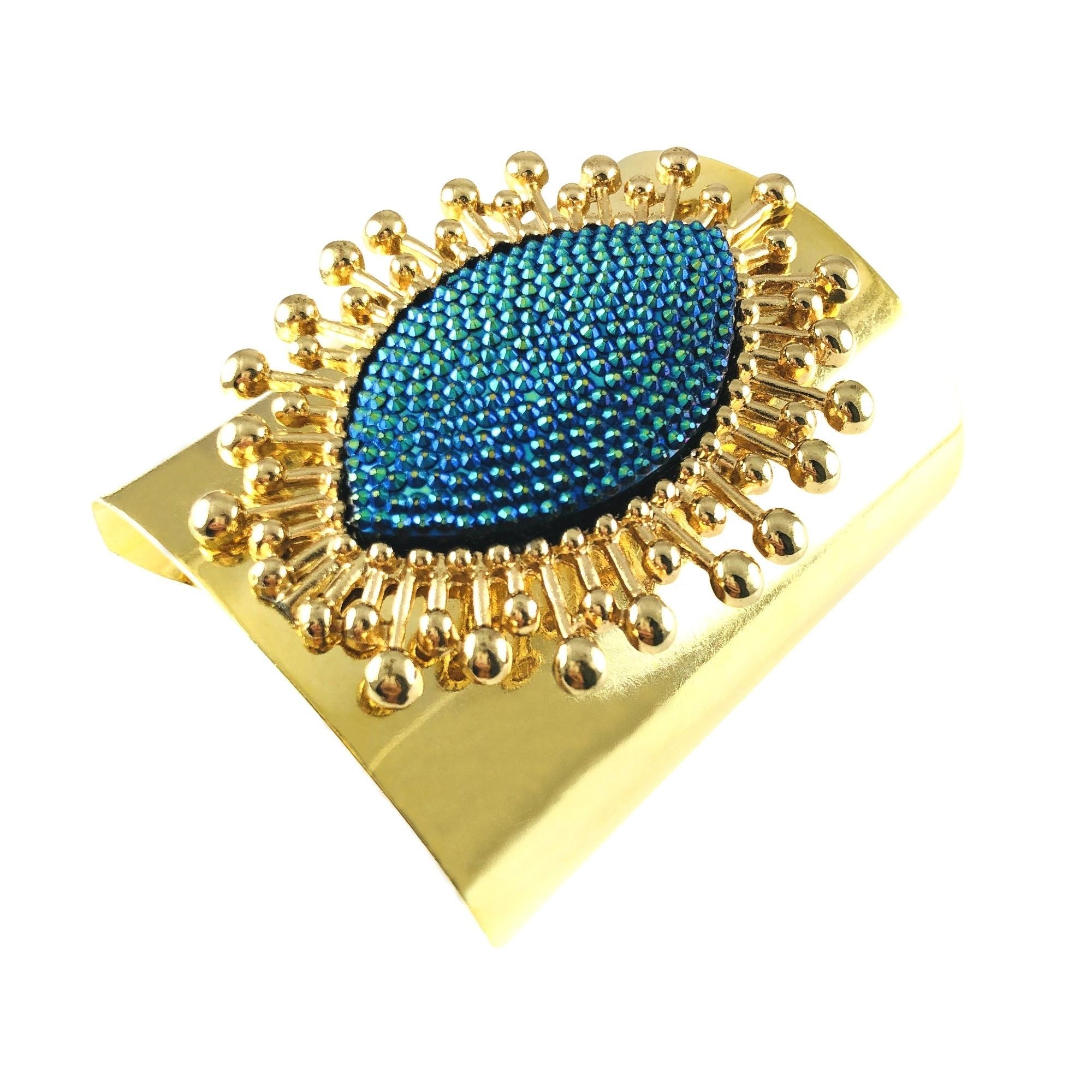 MizDragonfly Jewelry Divinity Blue Spike Gold Bracelet Side