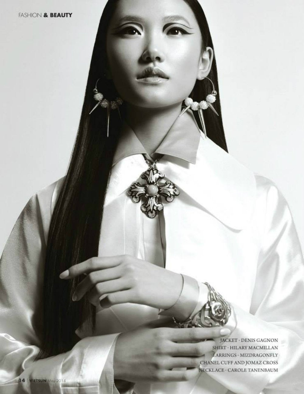 Farrah Gold Spike Earrings As seen on the Cover of VietSun Magazine MizDragonfly