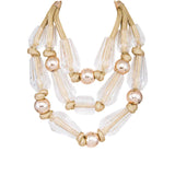 Arcade Gold Rope Clear Lucite Beads Layer Collar Necklace