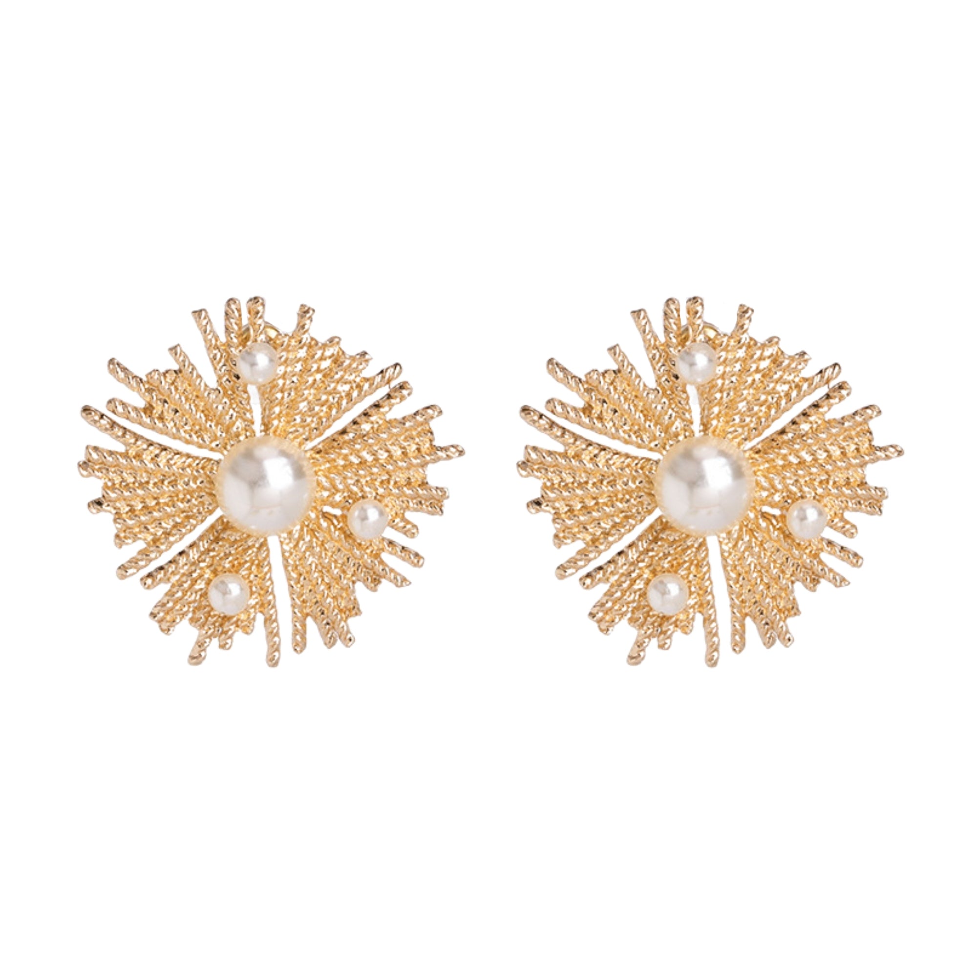 Connection Gold Pearl Starburst Statement Stud Earrings Rich text editor