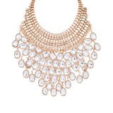 MizDragonfly Jewelry Marquise Gold Clear Crystal Satement Bib Necklace