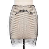 Avada Fishnet Rhinestone Cover up Skirt