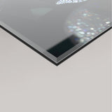 Detailed texture shot of the physical print medium for 'Autoportrait,' emphasizing the high-quality 4mm glass finish and the granular detail of the architectural crystalline formation of the artwork