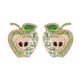 Forbidden Green Apple Rhinestones Statement Studs Earrings