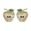 Forbidden Green Apple Rhinestones Statement Studs Earrings