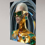 MizDragonfly Kintsugi Series: Digital Haute Couture fine art exploring the theme of metamorphosis through futuristic eyewear and metallic skin textures