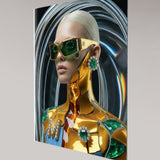 MizDragonfly Kintsugi Series: Digital Haute Couture fine art exploring the theme of metamorphosis through futuristic eyewear and metallic skin textures