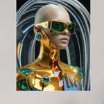 MizDragonfly Kintsugi Series: Digital Haute Couture fine art displaying sculptural 24K gold armor and the structural elegance of futuristic fashion design.