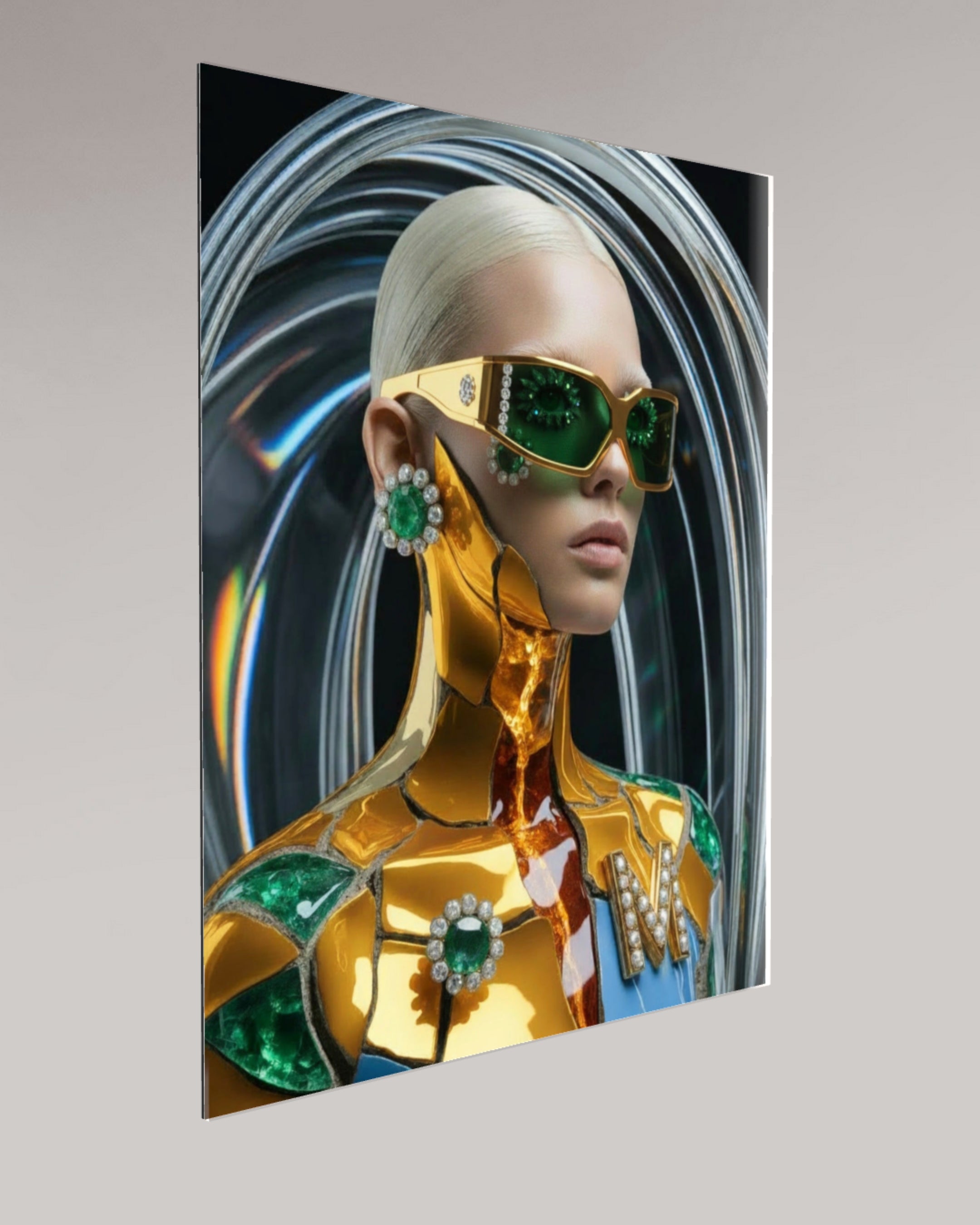MizDragonfly Kintsugi Series: Digital Haute Couture fine art highlighting iridescent liquid backgrounds and the ethereal light play of generative surrealism