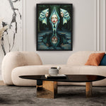 MizDragonfly Muse Trinity Angel Inspirational Artwork Wood Frame Canvas Forest Scenery in Modern Living Room 