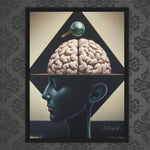 MizDragonfly Woman Face and Brain Under Hypnosis State Artwork on Wallpaper