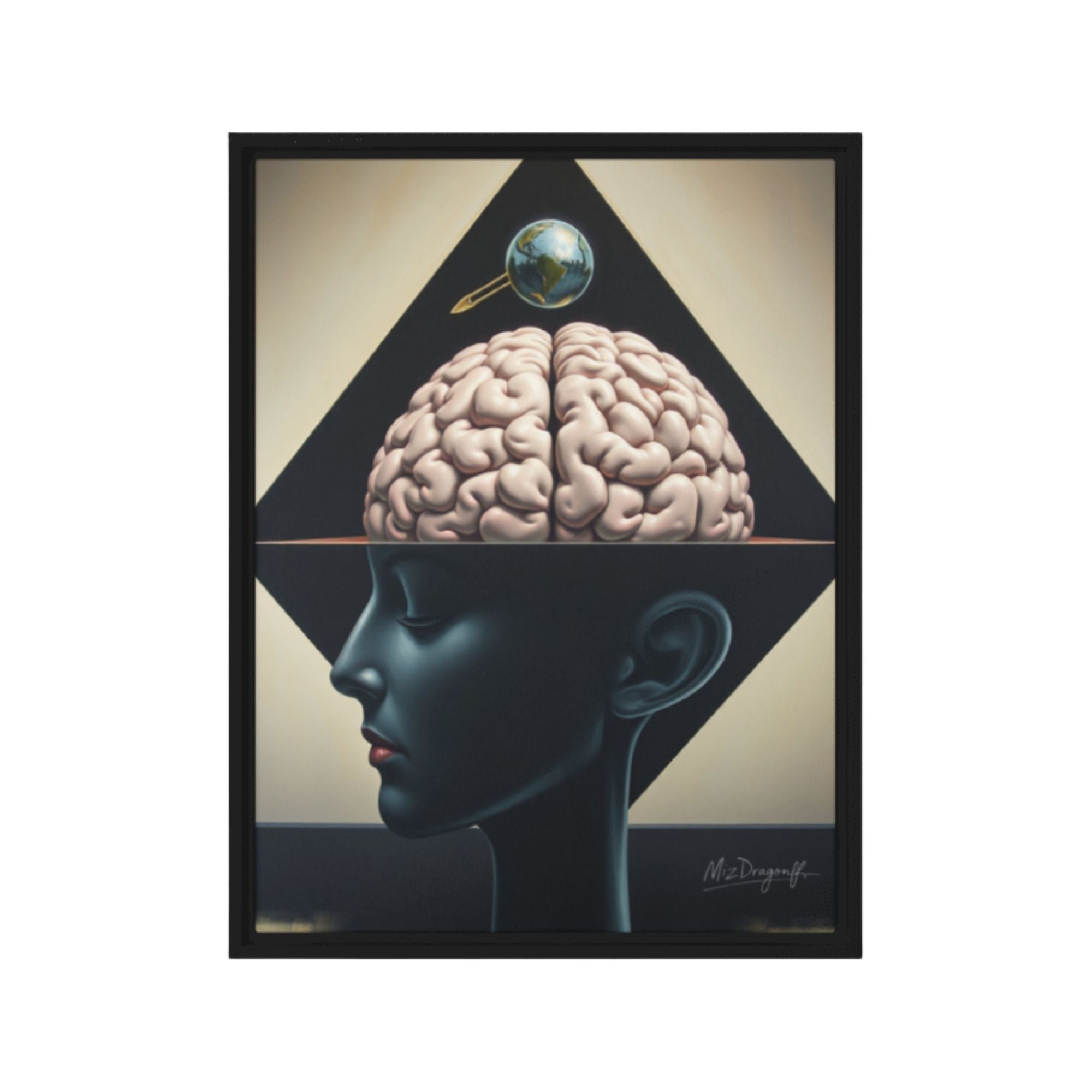 MizDragonfly Woman Face and Brain Under Hypnosis State Artwork