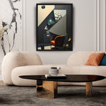 MizDragonfly Men Brain Under Hypnosis Hallucination Artwork on Canva Geometric Background in Modern Living Room