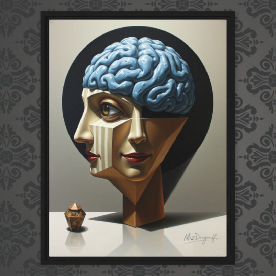 MizDragonfly Woman Brain Under Hypnosis Artwork Frame on Wallpaper