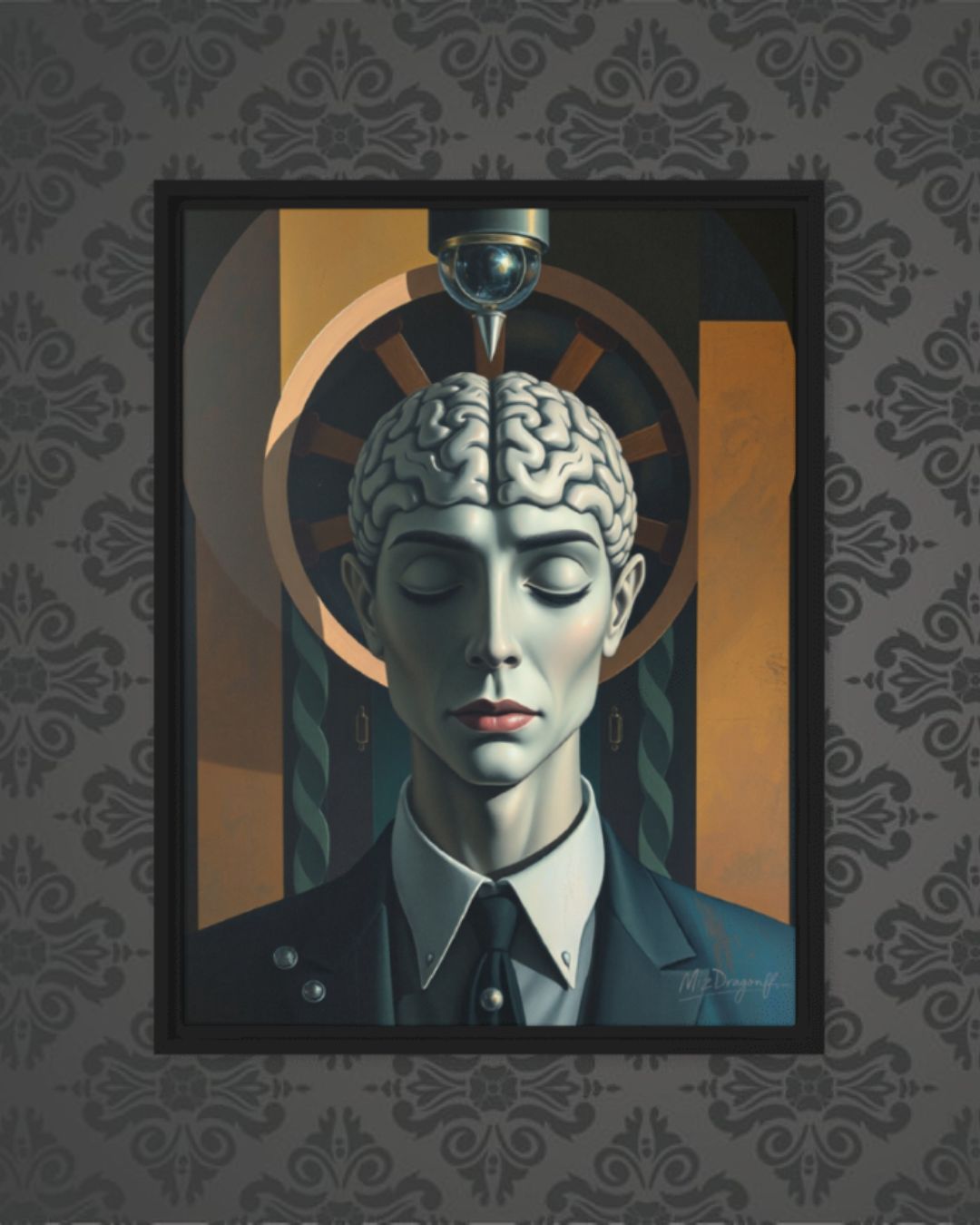MizDragonfly Androgen Woman Brain Under Hypnosis Geometric Decor on Wallpaper