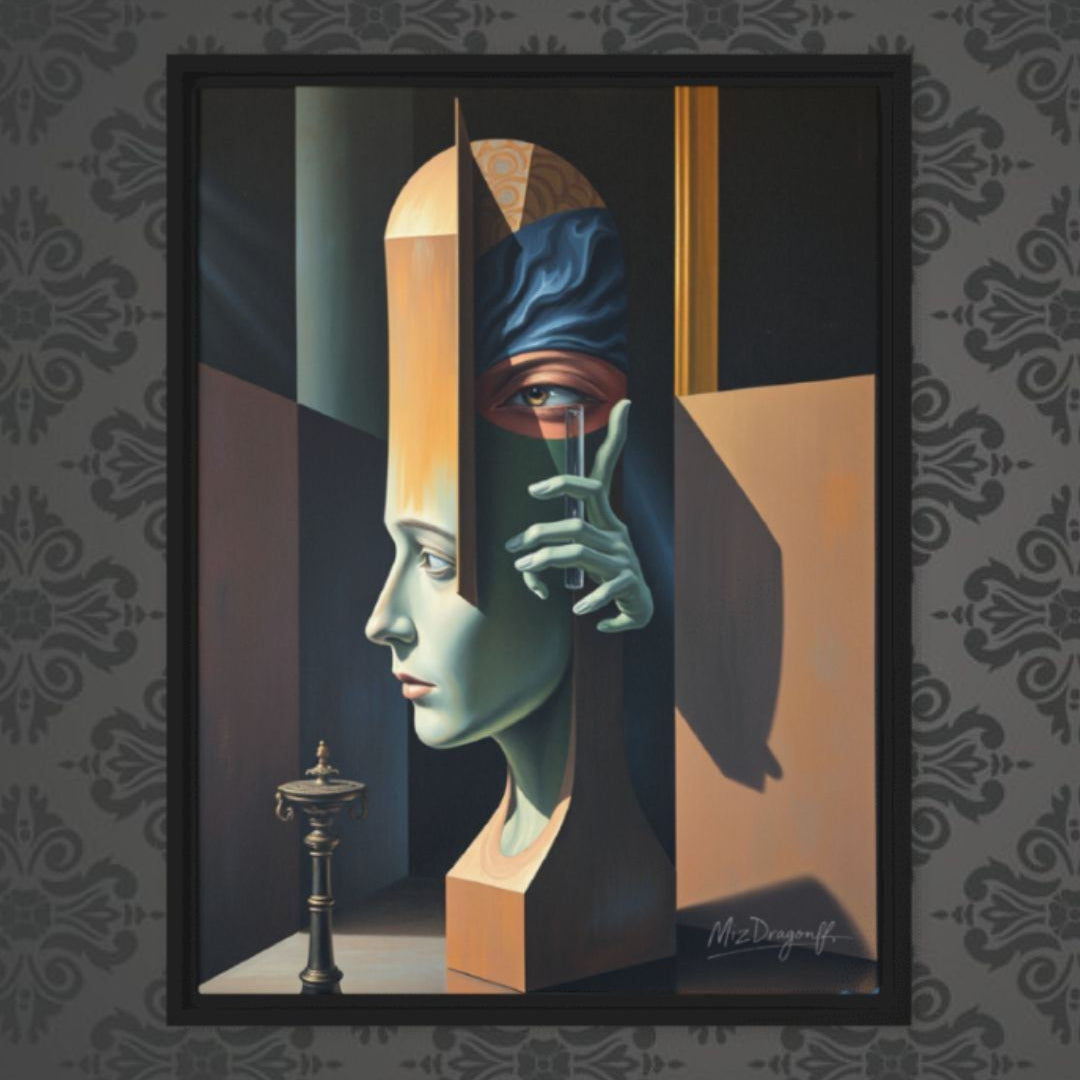 MizDragonfly Woman Under Hypnosis Geometric Abstract Artwork on Wallpaper