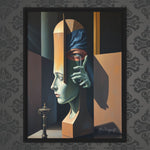 MizDragonfly Woman Under Hypnosis Geometric Abstract Artwork on Wallpaper