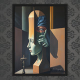 MizDragonfly Woman Under Hypnosis Geometric Abstract Artwork on Wallpaper