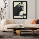 MizDragonfly Men Brain Under Hypnosis Theta Artwork on Canva Geometric Background in Modern Living Room