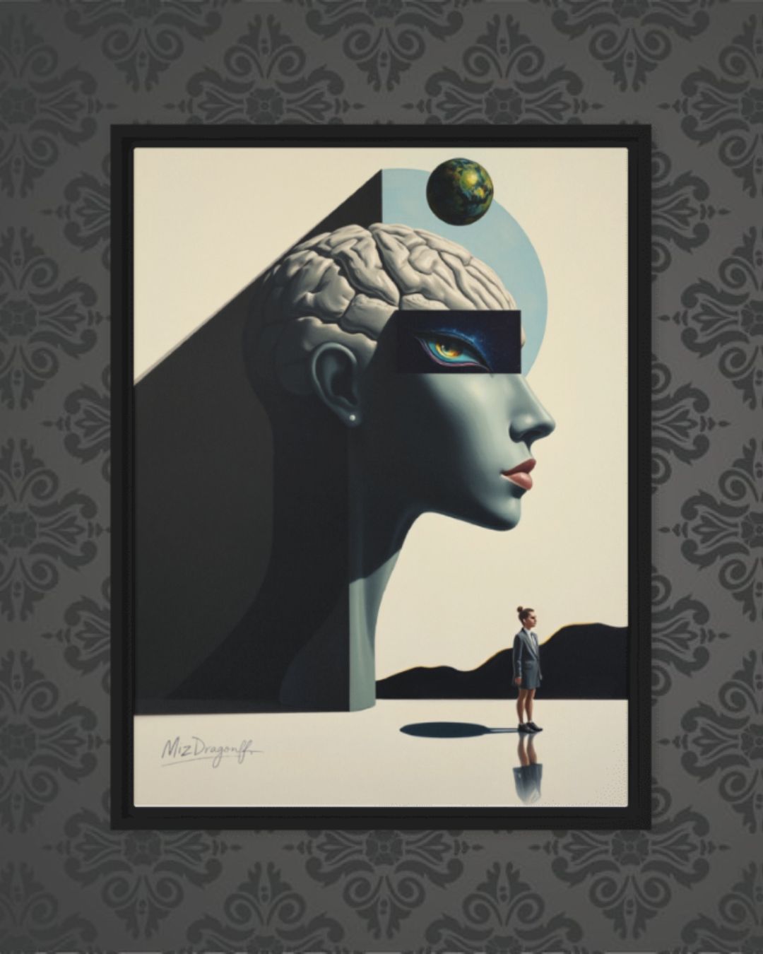 MizDragonfly Woman Face Brain Under Hypnosis State on Wallpaper