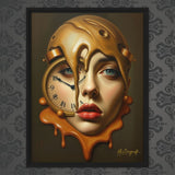 MizDragonfly Artwork Woman with Clock Face Timeless Collection Crossroads Canvas on Wallpaper