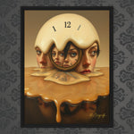 MizDragonfly Woman Faces with Clock Artwork Timeless Collection Elevent Hour Canvas on Wallpaper