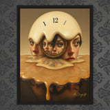 MizDragonfly Woman Faces with Clock Artwork Timeless Collection Elevent Hour Canvas on Wallpaper
