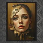 MizDragonfly Woman Face with Clock Artwork Timeless Collection Nostalgia Canvas on Wallpaper