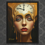 MizDragonfly Woman Face with Clock Artwork Timeless Collection Precision Canvas on Wallpaper