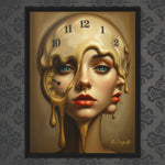 MizDragonfly Woman Faces with Clock Artwork Timeless Collection Timeless Canvas on Wallpaper