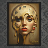 MizDragonfly Woman Faces with Clock Artwork Timeless Collection Timeless Canvas on Wallpaper