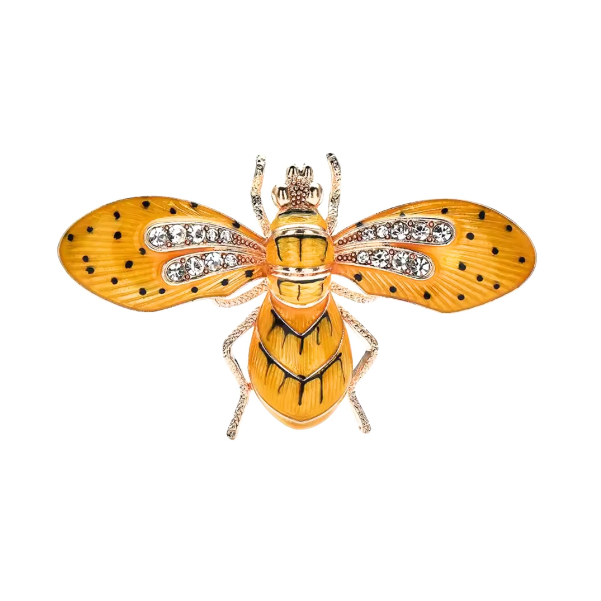 MizDragonfly Gold Wasp Bee Rhinestone Jewelry Brooch