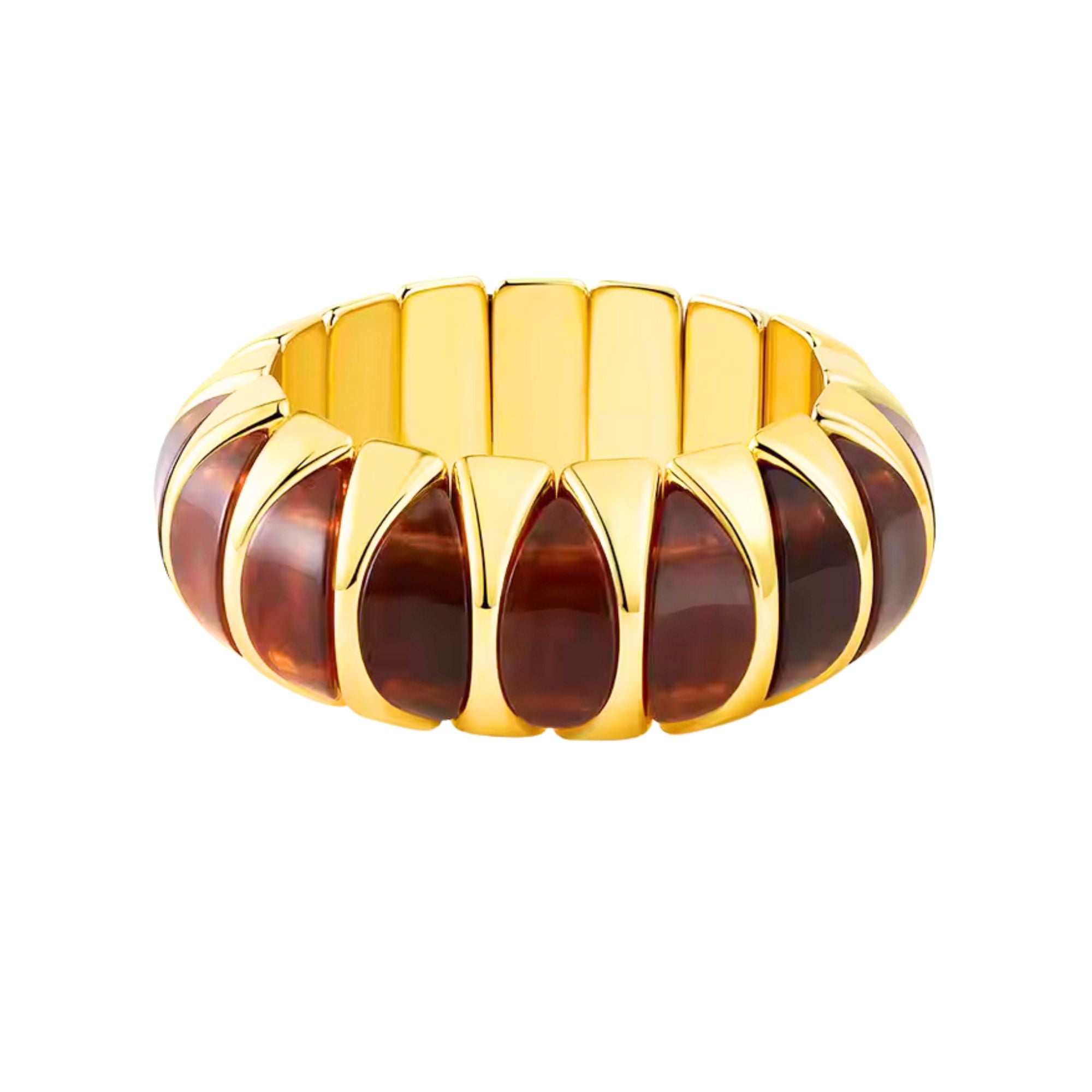 MizDragonfly Geometric Amber Crescent Gold Links Jewelry Bracelet