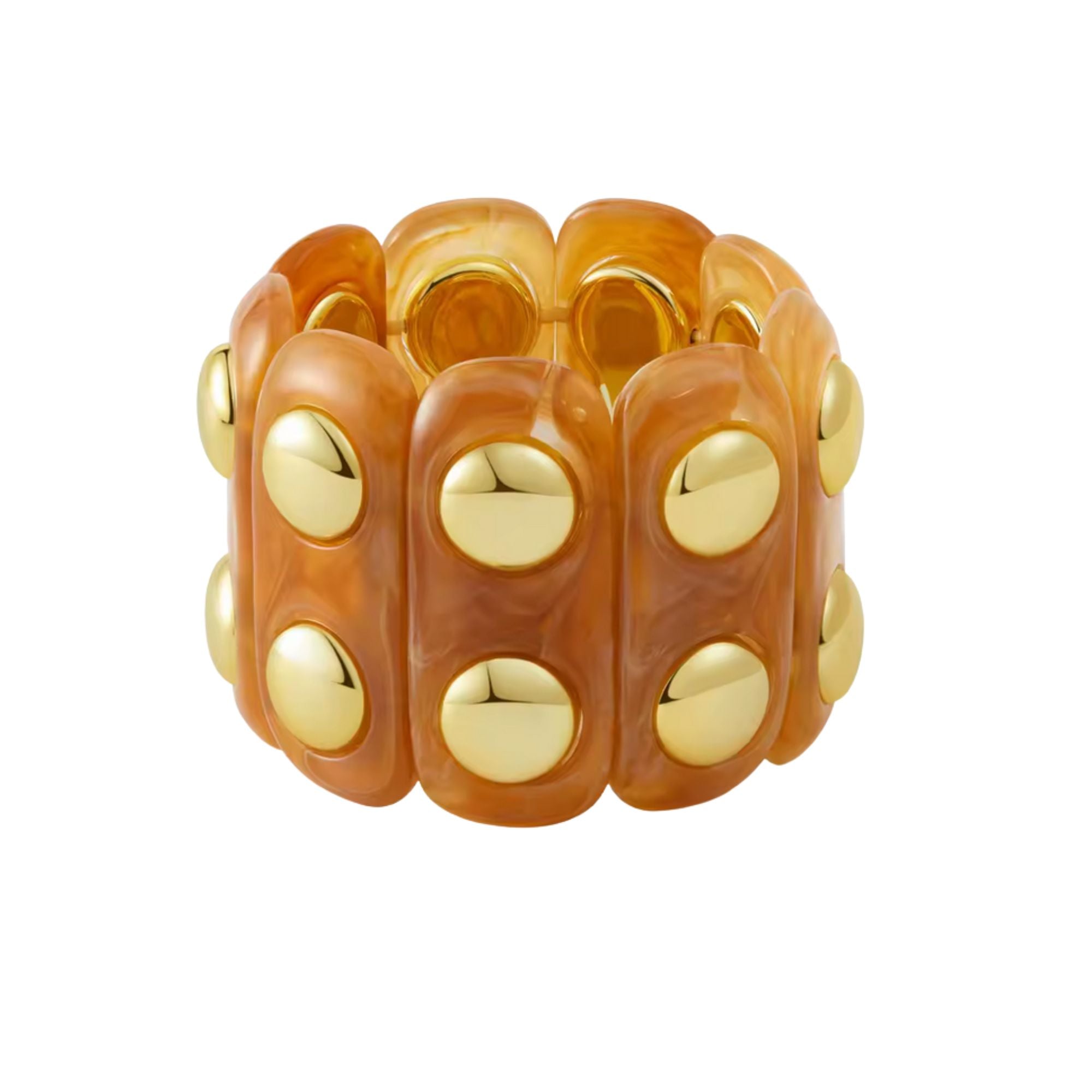 MizDragonfly Jewelry Caramel Marbled Gold Rivets Elastic Bracelet