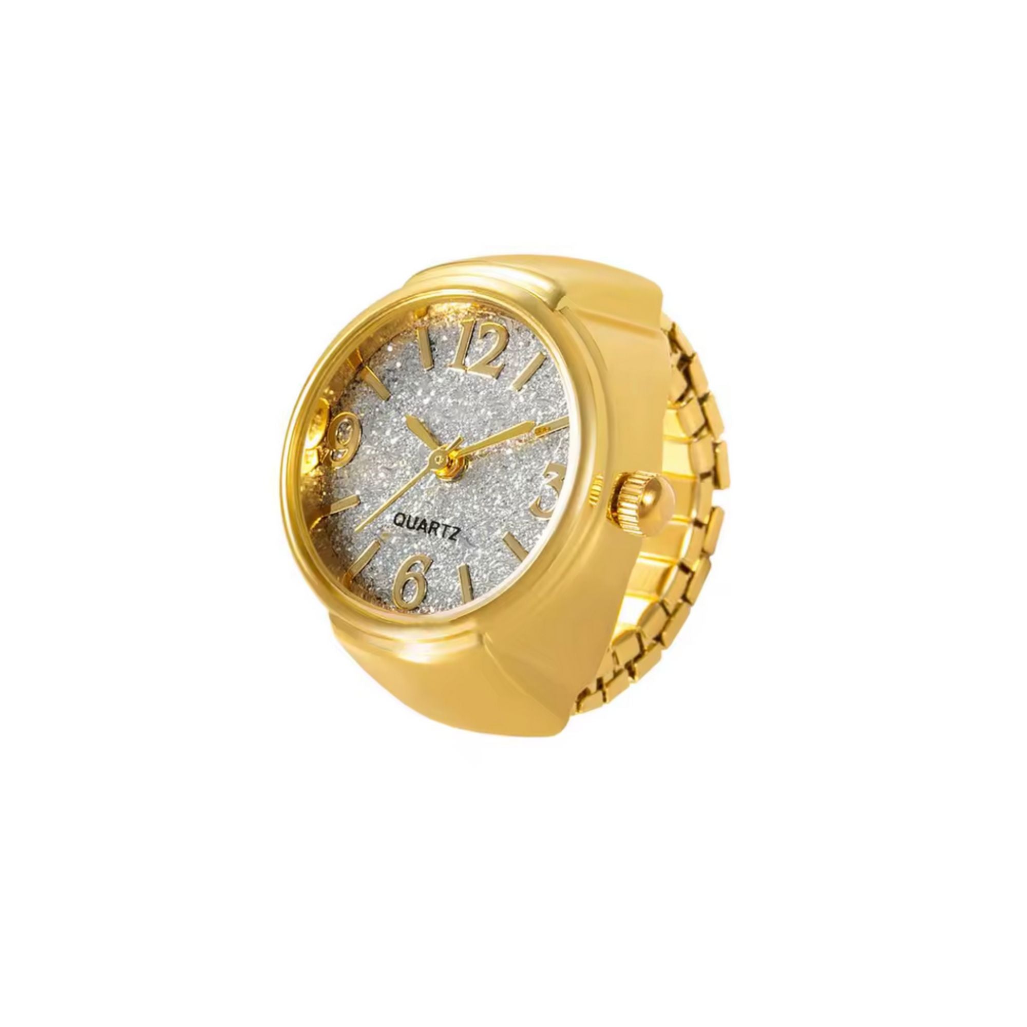 MizDragonfly Gold Silver Glitter Quartz Watch Ring
