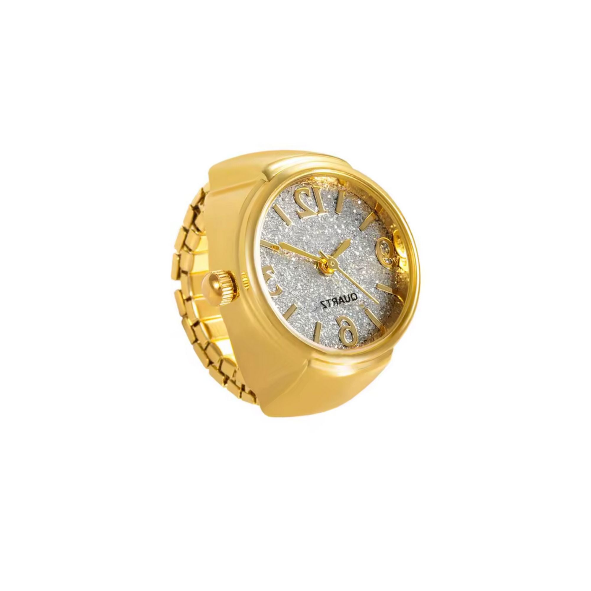MizDragonfly Gold Silver Glitter Quartz Watch Ring