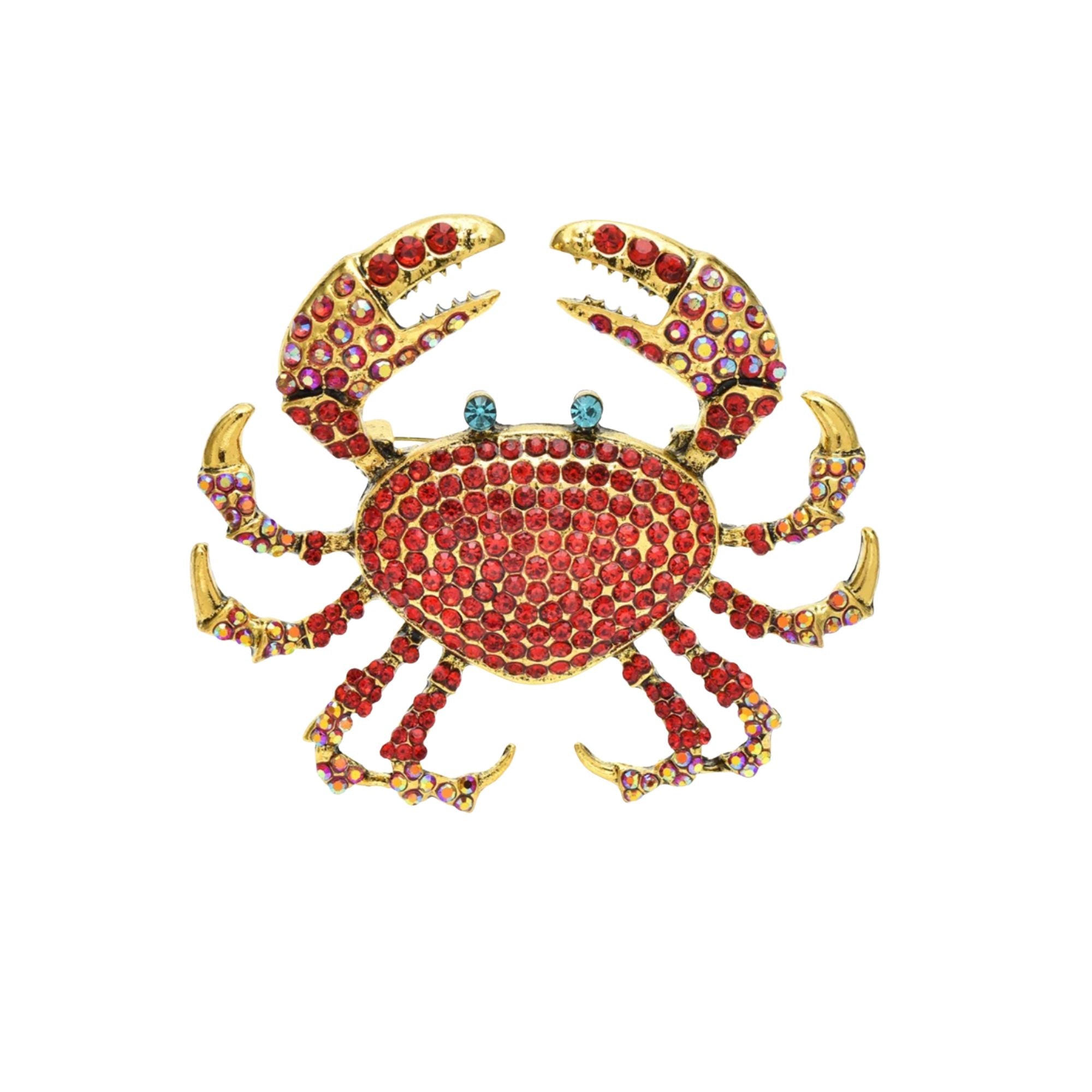 MizDragonfly Red Rhinestone Jewelry Brooch 